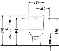 Wc da terra Duravit D-Code per serbatoio basso con uscita orizzontale
