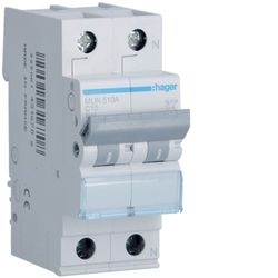 Interruptor automático 1P+N 10A curva-C 6kA Hager