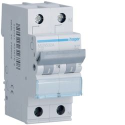 Interruptor automático 1P+N 32A curva-C 6kA Hager