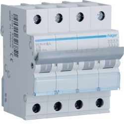 Interruptor automático 4P 16A curva-C 6kA Hager
