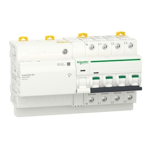 Disjuntor com proteção combinada contra surtos, 3P + N, 25 A