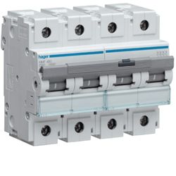 Interruptor automático magnetotérmico 4P, 100A, curva C, 10kA Hager