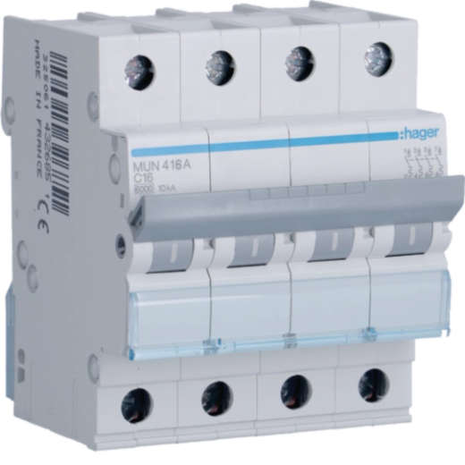 Interruptor automático magnetotérmico série MU 4P 6A curva C 6KA