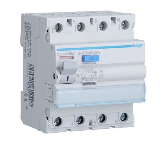Interruptor diferencial 4P 25A 30mA tipo A HI