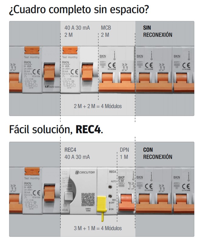 Interruptor diferencial autorearmable CIRCUTOR REC4 2 POLOS 40A