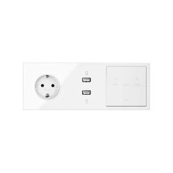 Kit back 3 elementos con 1 enchufe schuko,1 cargador USB,1 interruptor persianas y 1 conmutador pulsante Simon 100