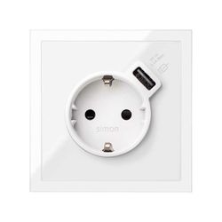 Back kit voor 1 item met 1 schuko plug basis en USB oplader Simon 100
