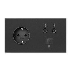 Kit de volta para 2 elementos com 1 base schuko e 1 soquete R-TV e SAT e 1 conector Simon 100