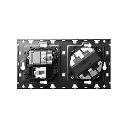 Kit de volta para 2 elementos com 1 base schuko e 1 soquete R-TV e SAT e 1 conector Simon 100