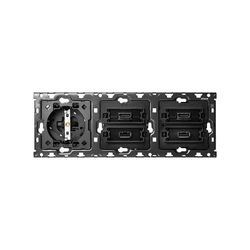 Kit back para 3 elementos con 1 base de enchufe schuko y 2 conectores HDMI + USB Simon 100