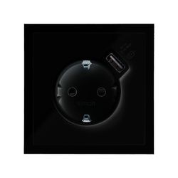 Front kit voor 1 item met schuko socket base en glanzend zwarte USB oplader Simon 100