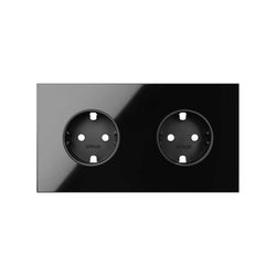 Kit front para 2 elementos con 2 bases de enchufe schuko negro brillante Simon 100