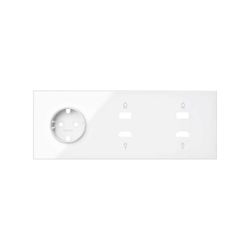 Kit front para 3 elementos con 1 base de enchufe schuko y 2 conectores HDMI/USB blanco brillante Simon 100