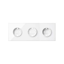 Kit front para 3 elementos con 3 bases de enchufe schuko blanco brillante Simon 100
