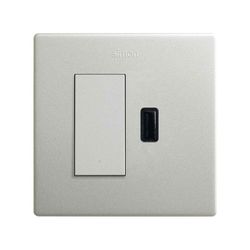 Kit monoblock conmutador pulsante + cargador USB A Simon 270 2,1A SmartCharge aluminio