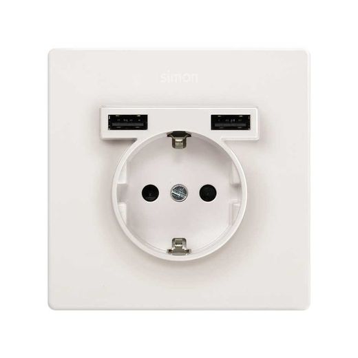 Schuko monoblock kit + 2 Simon 270 USB chargers with 1 element