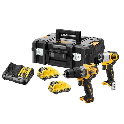Kit marteau perforateur DEWALT 12 XR + visseuse à percussion à batte XR2. 3Ah