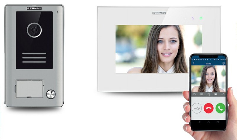 Sistema de videoportero para puerta de casa, kit con 2 monitores