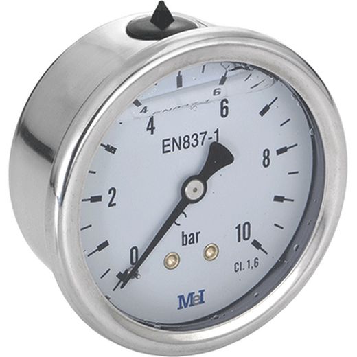Glycerin manometer diameter 63 horizontal 1/4" 0...16 bar