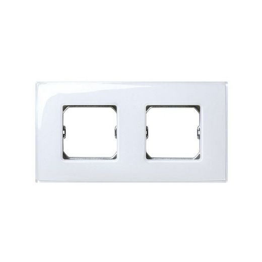 Moldura para 2 elementos brancos brilhantes sem garras e com moldura Simon 27 Neos