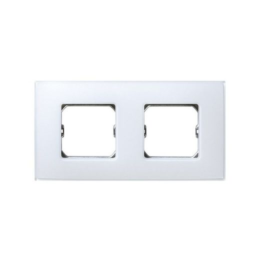 Moldura para 2 elementos branco fosco, sem garras e com moldura Simon 27 Neos
