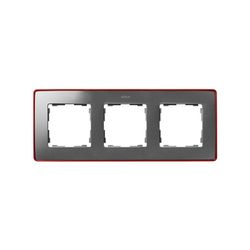 Rahmen für 3 Elemente kalte Aluminium rote Basis Simon 82 Detail Select