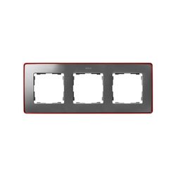Rahmen für 3 Elemente kalte Aluminium rote Basis Simon 82 Detail Select
