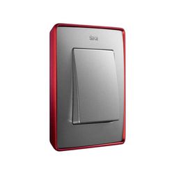 Rahmen für 3 Elemente kalte Aluminium rote Basis Simon 82 Detail Select