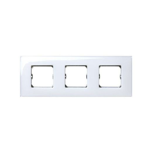 Moldura para 3 elementos brancos brilhantes sem garras e com moldura Simon 27 Neos