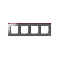 Marco para 4 elementos aluminio frío base rojo Simon 82 Detail Select