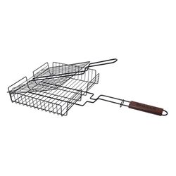 Parrilla doble con cesta 26x31cm