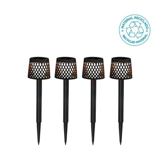 Espigão solar para jardim Gretita (4 unidades) - Cor Preto