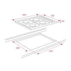 Fogão a gás E/60.3 4G AL 60cm Teka
