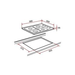 Placa de gas natural HLX 60 4G AL de 60 cm Teka
