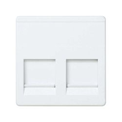 Placa de voz y datos con guardapolvo para 2 conectores blanco Simon 27 Play