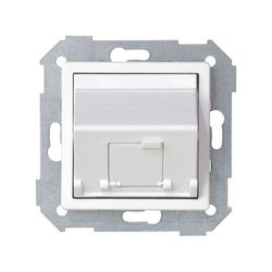 Placa de voz y datos inclinada con guardapolvo blanco Simon 82