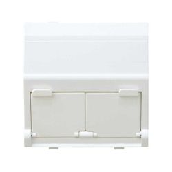 Placa de voz y datos inclinada con guardapolvo para 2 conectores blanco Simon 27 Play