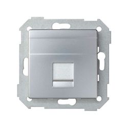 Placa de voz y datos plana con guardapolvo para 1 conector aluminio blanco Simon 82