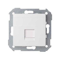 Placa de voz y datos plana con guardapolvo para 1 conector informático blanco Simon 82