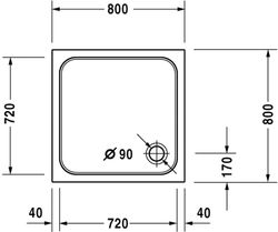 Quadratische Duschwanne Duravit D-Code 800X800mm