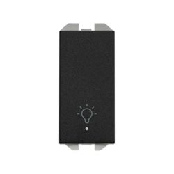 Pulsador grabado luz luminoso Simon 270 10A con módulo estrecho negro mate