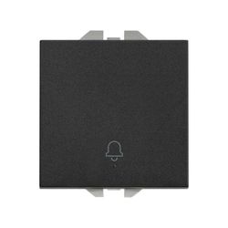 Pulsador Simon 270 con grabado campana 10A negro mate
