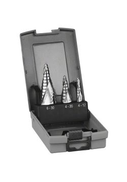 Set de 3 brocas escalonadas PRO-BOX HSS 4-12/4-20/6-30
