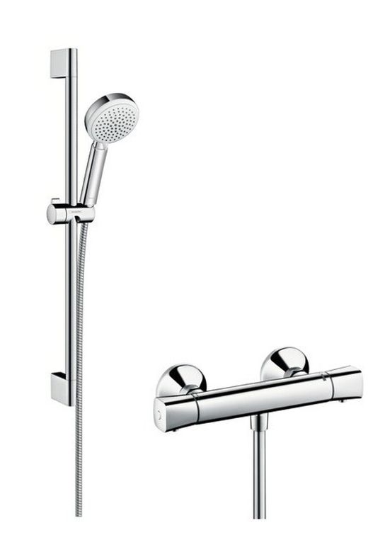 Conjunto de chuveiro com termostato Ecostat e barra de chuveiro Hansgrohe