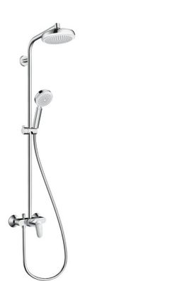 Set de ducha monomando Crometta 160 Showerpipe blanco/cromo Hasngrohe