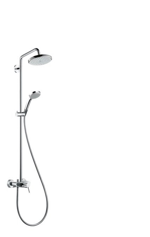 Set de ducha visto Vario con termostato Ecostat y barra de ducha  blanco/cromo Hansgrohe — Rehabilitaweb