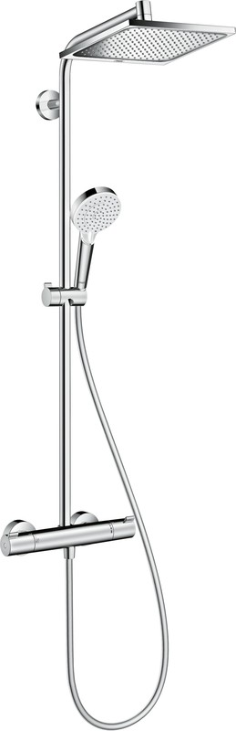 Set de ducha visto Vario con termostato Ecostat y barra de ducha  blanco/cromo Hansgrohe — Rehabilitaweb