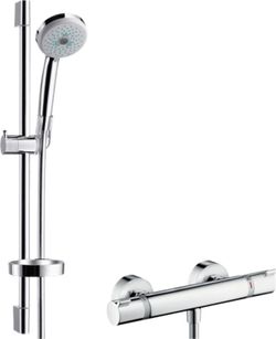 Set de ducha visto Multi con termostato Ecostat y barra de ducha Hansgrohe