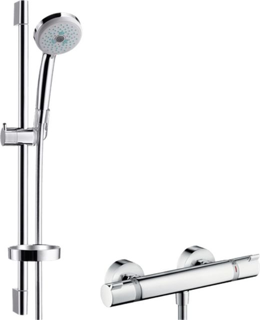 Multi opbouw doucheset met Ecostat thermostaat en Hansgrohe douchestang