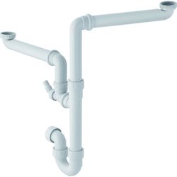 Sifón curvo Geberit para dos fregaderos salida horizontal diámetro 40mm blanco